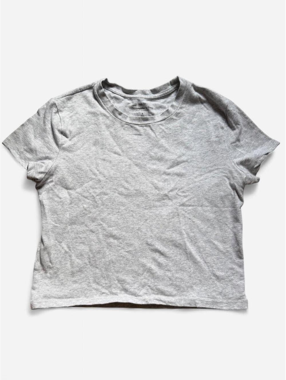 Abercrombie & Fitch Women's Grey and Cream Tshirt